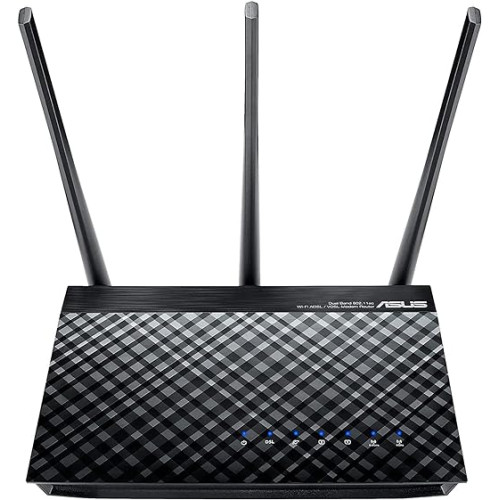 ASUS AC750 DSL-AC51 Dual-Band ADSL/VDSL Wi-Fi Modem Router With Parental Controls, Black